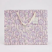 Hand Block Printed Gift Bag - Lavender Collection - Variety of Styles (Large)