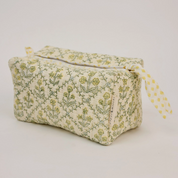 Organic Cotton Toiletry Bag - Floral Lattice Buttercream