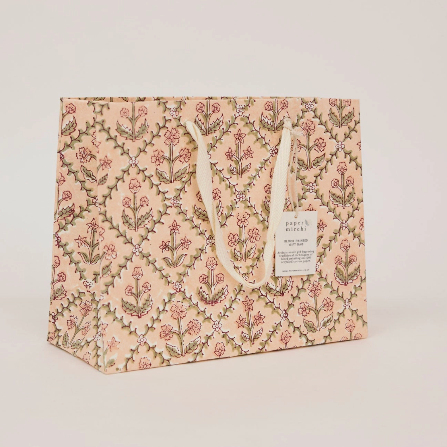Hand Block Printed Gift Bags - Terracotta Collection - (Medium)