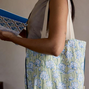 Organic Cotton Tote Bag - Lotus Indigo