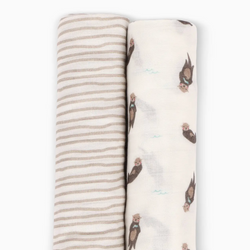 Swaddle Set (2-pack) in Otter & Taupe Wave