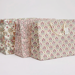 Hand Block Printed Gift Bag - Pink Earth Collection - Variety of Styles (Large)