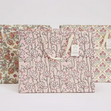 Hand Block Printed Gift Bag - Pink Earth Collection - Variety of Styles (Large)
