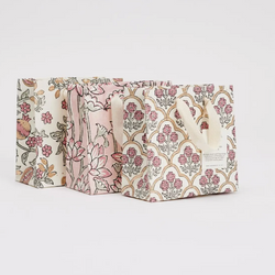 Hand Block Printed Gift Bag - Pink Earth Collection - Variety of Styles (Small)