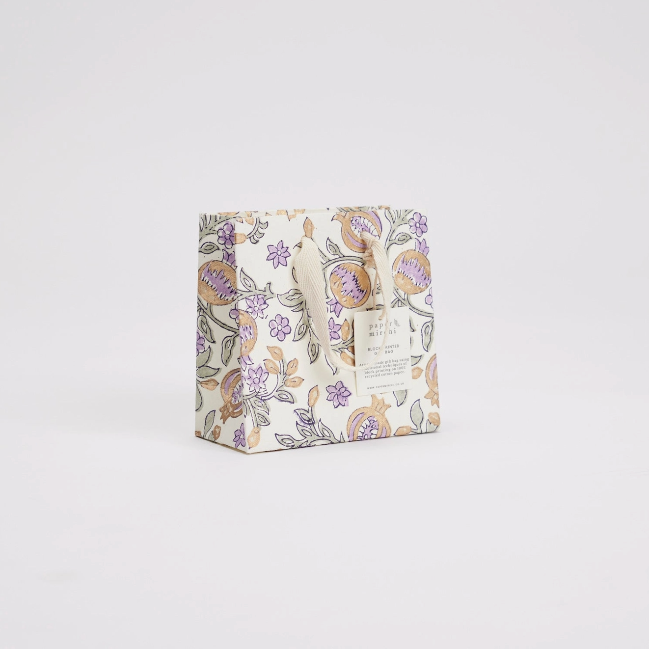 Hand Block Printed Gift Bag - Lavender Collection - Variety of Styles (Small)