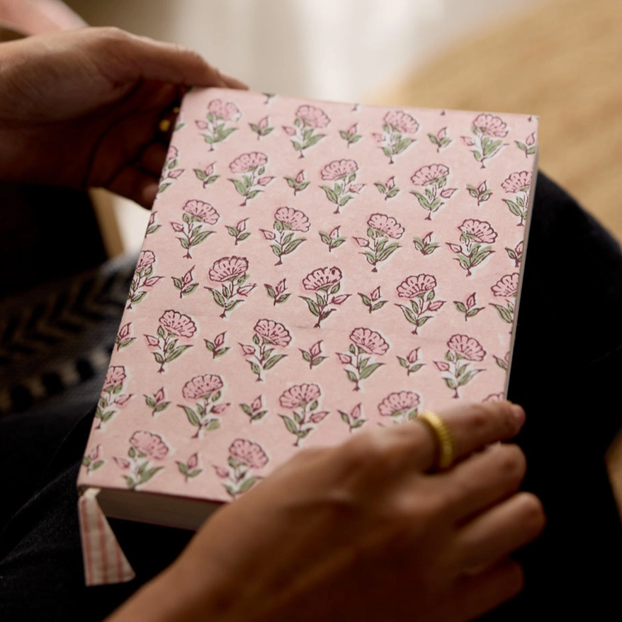 Block Printed Ruled Notebook - Ditsy Floral Blush