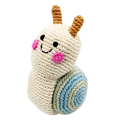 Hand-stitched Cream Snail Rattle