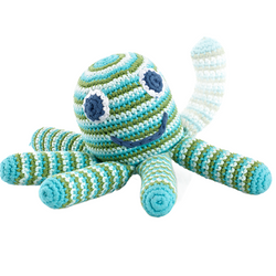 Hand-stitched Green Octopus Rattle