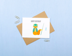 'Happy Birthday' Fox Fishing Card