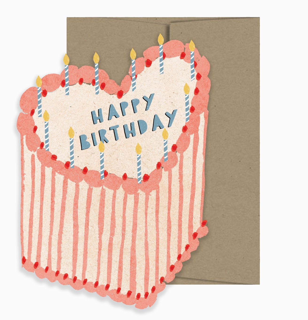 Heart Cake Birthday Die Cut Card