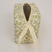 Organic Cotton Toiletry Bag - Floral Lattice Buttercream