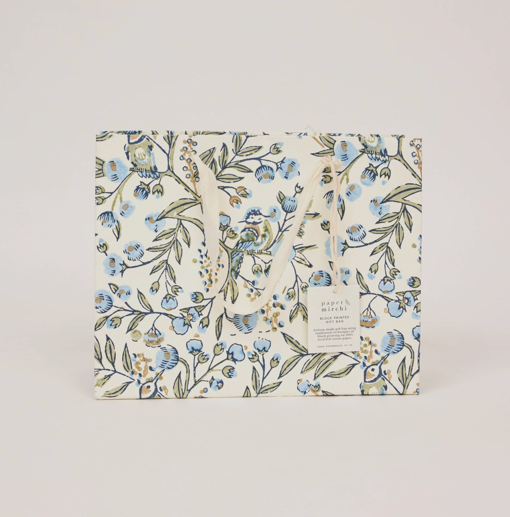 Hand Block Printed Gift Bag - Blue Stone Collection - (Medium)