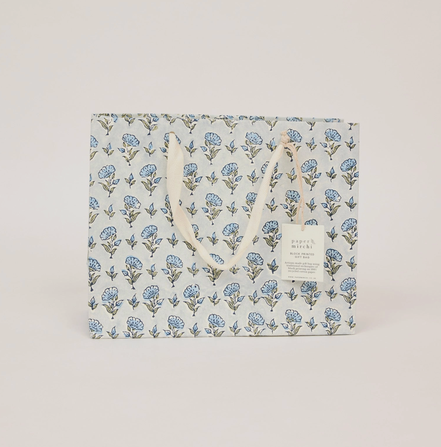 Hand Block Printed Gift Bag - Blue Stone Collection - (Medium)