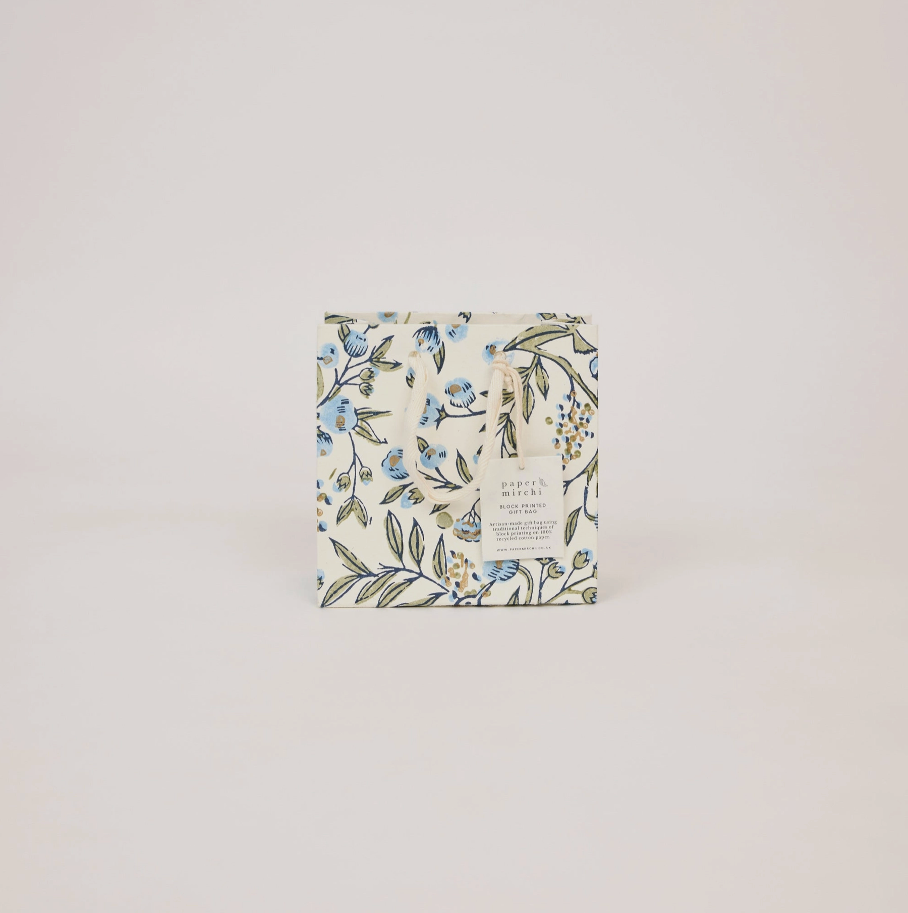 Hand Block Printed Gift Bag - Blue Stone Collection - (Small)