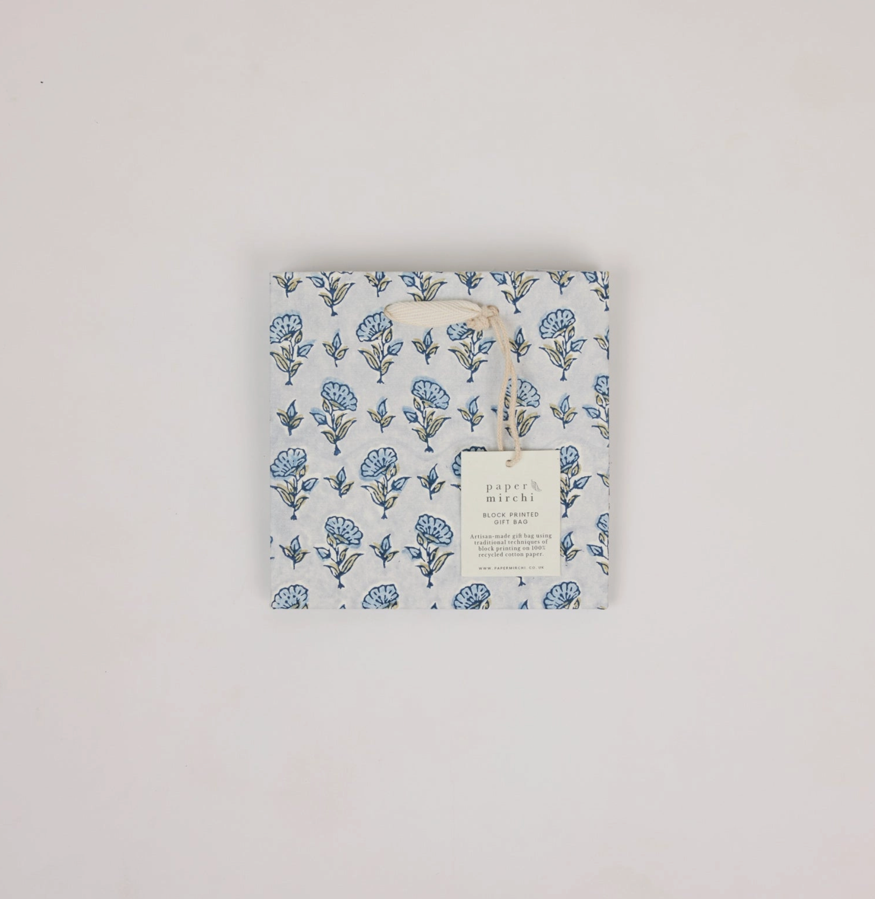 Hand Block Printed Gift Bag - Blue Stone Collection - (Small)