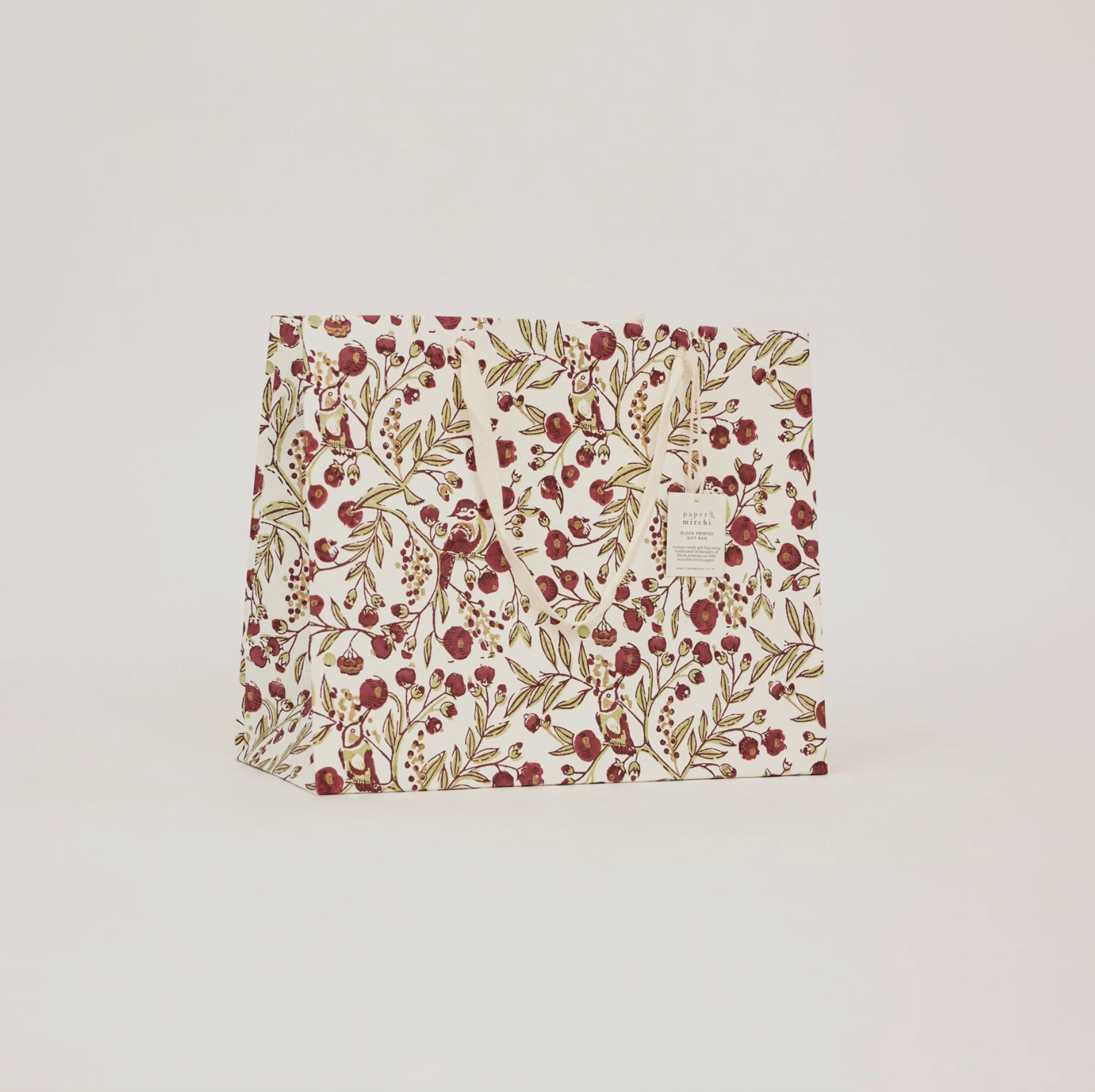 Hand Block Printed Gift Bag - Scarlet Collection - (Large)
