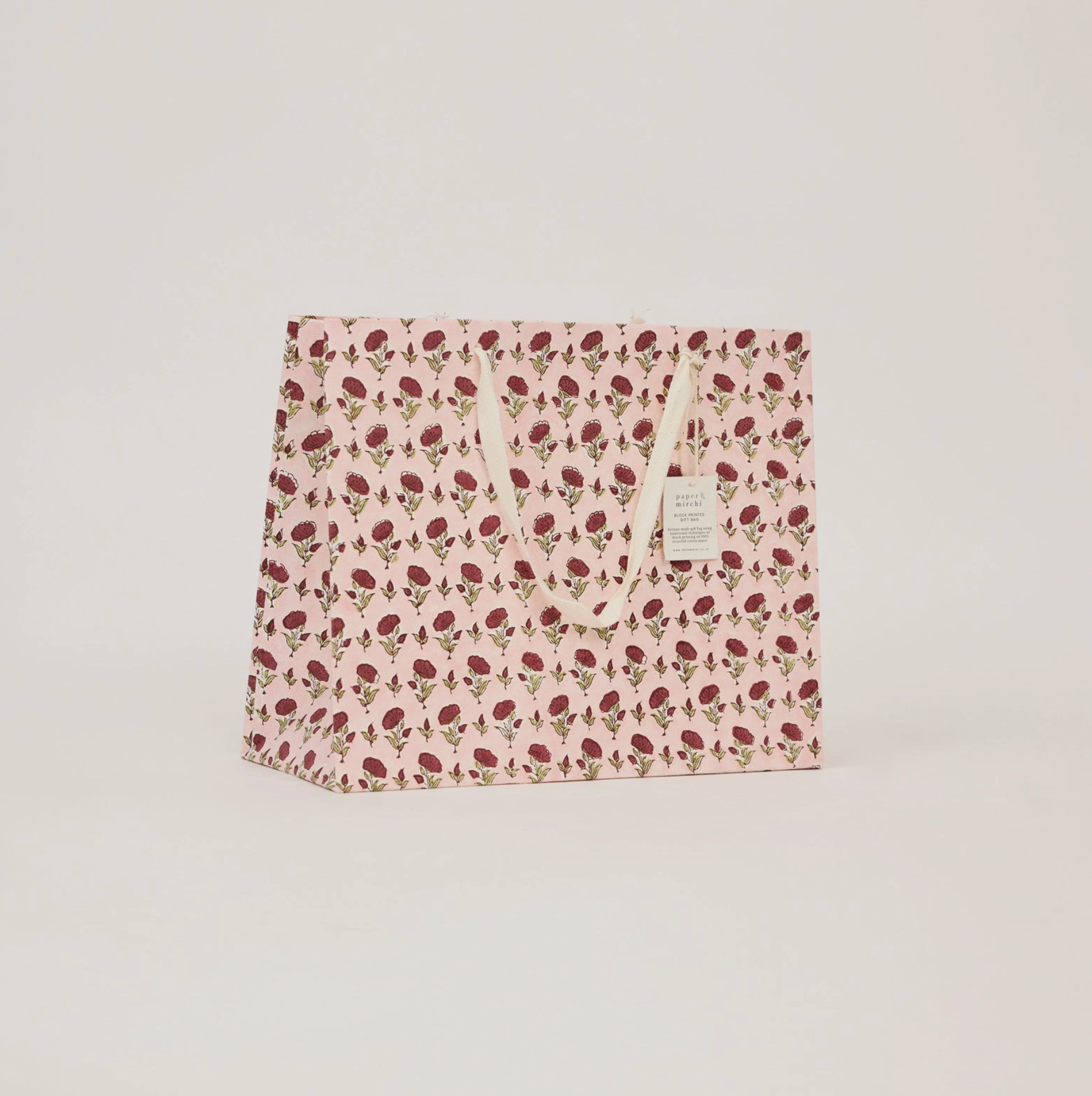 Hand Block Printed Gift Bag - Scarlet Collection - (Large)