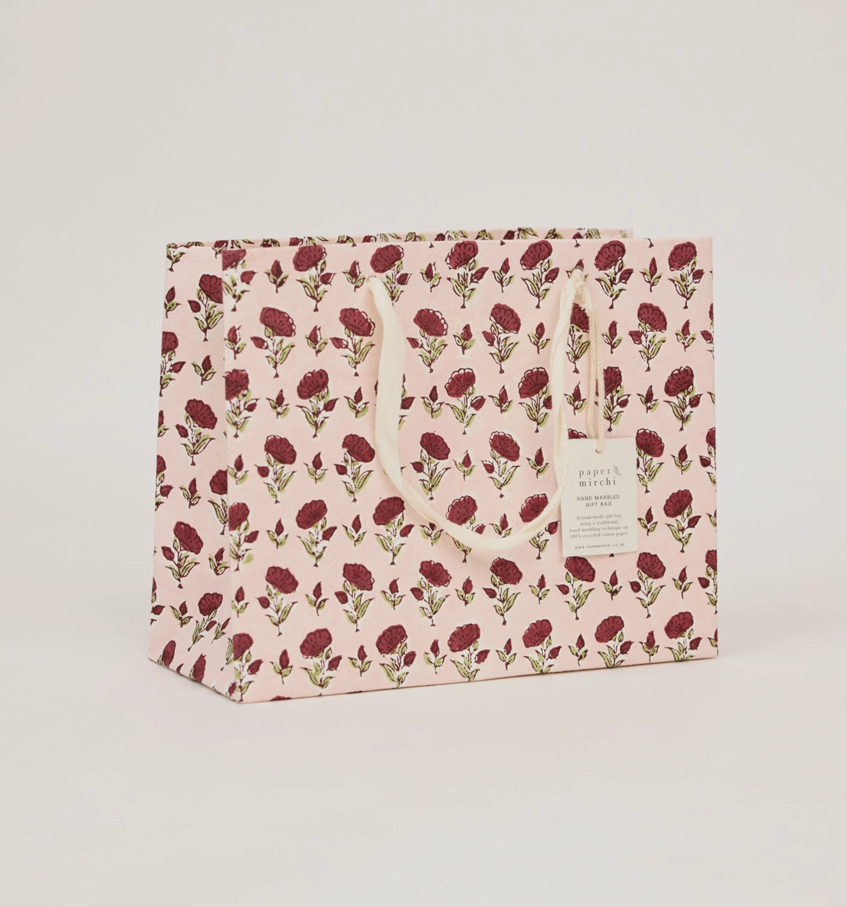 Hand Block Printed Gift Bags - Scarlet Collection - (Medium)
