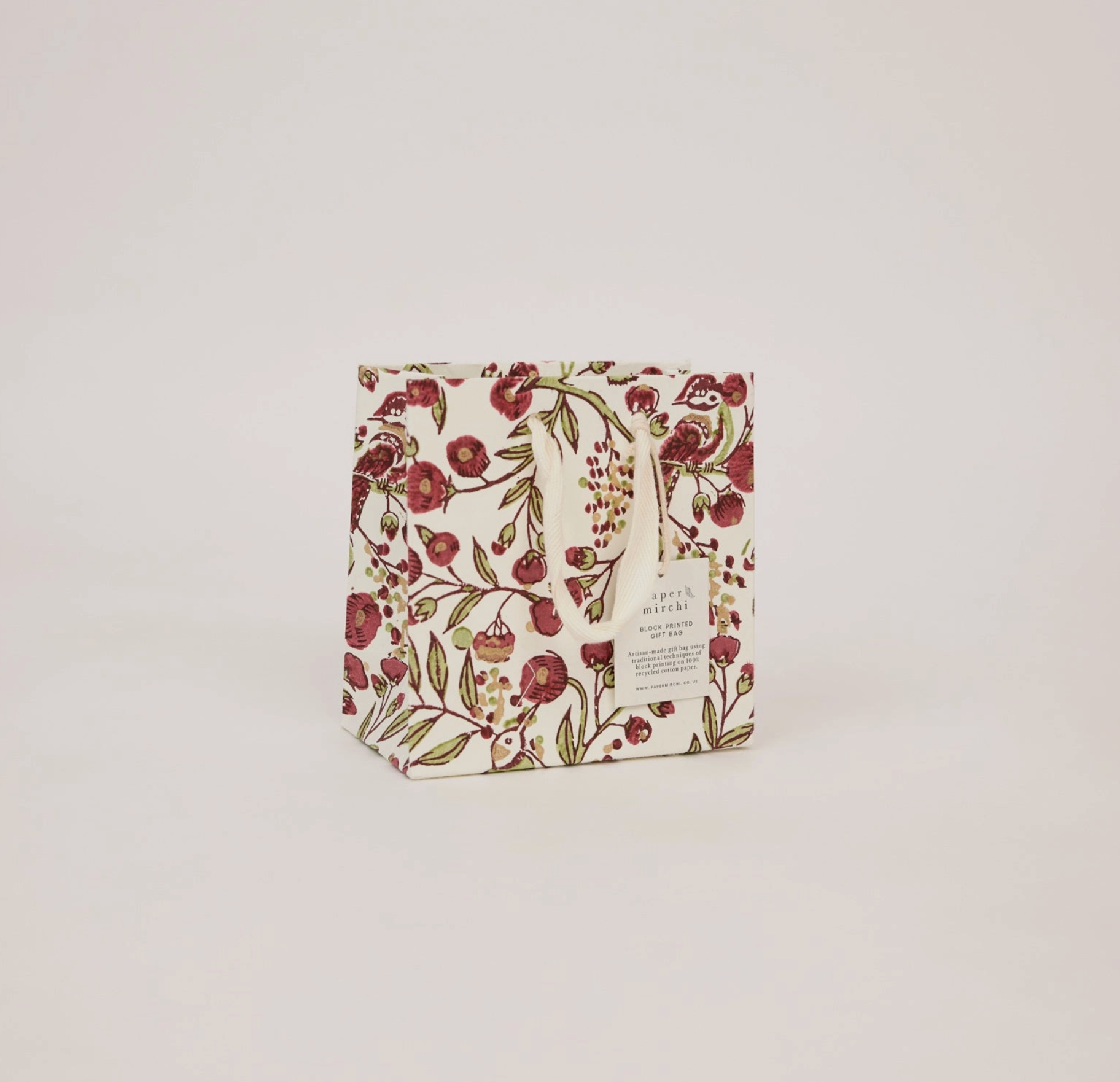 Hand Block Printed Gift Bags - Scarlet Collection - (Small)