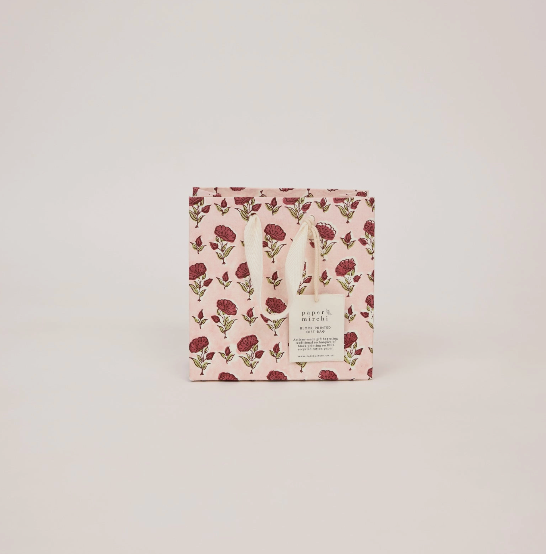 Hand Block Printed Gift Bags - Scarlet Collection - (Small)
