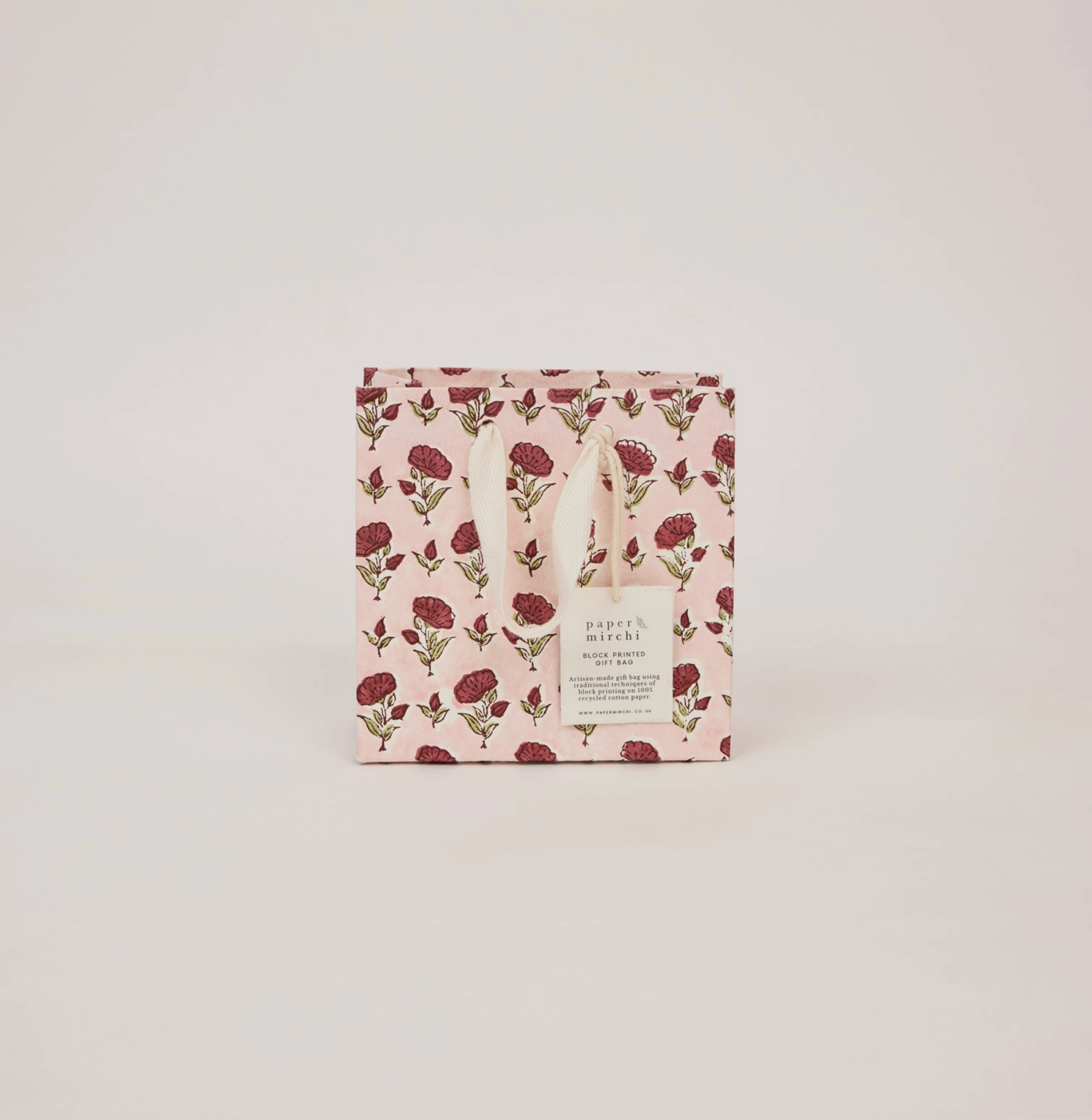 Hand Block Printed Gift Bags - Scarlet Collection - (Small)