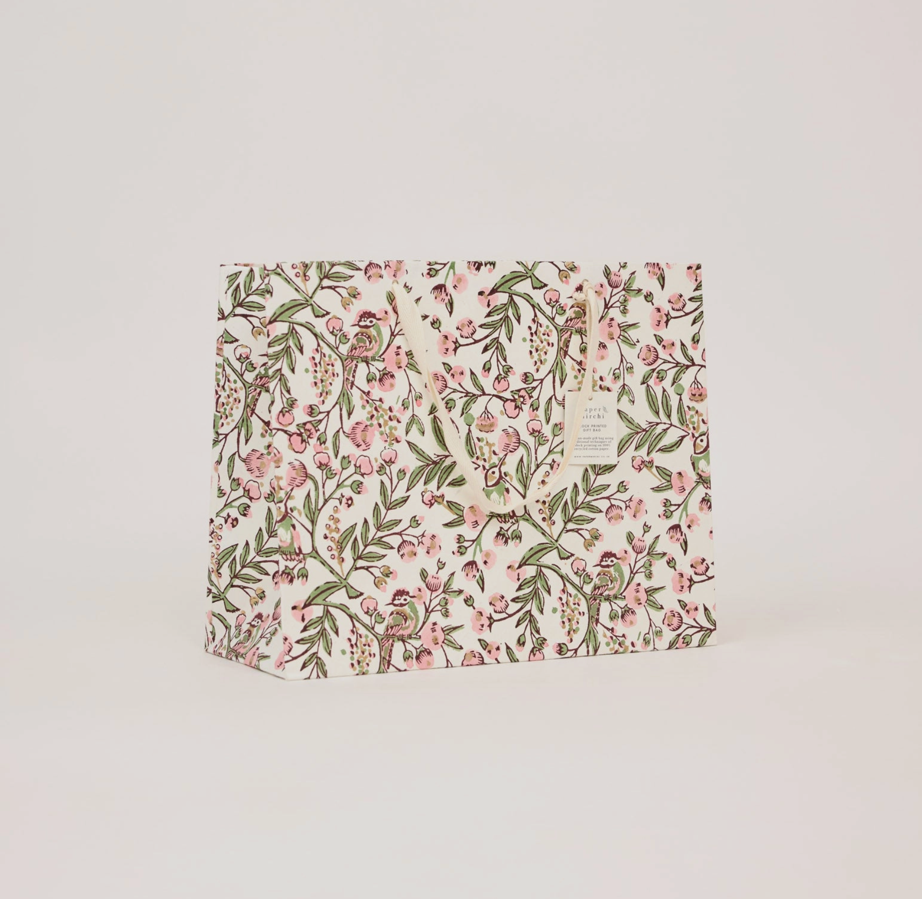 Hand Block Printed Gift Bag - Blush Collection - (Large)