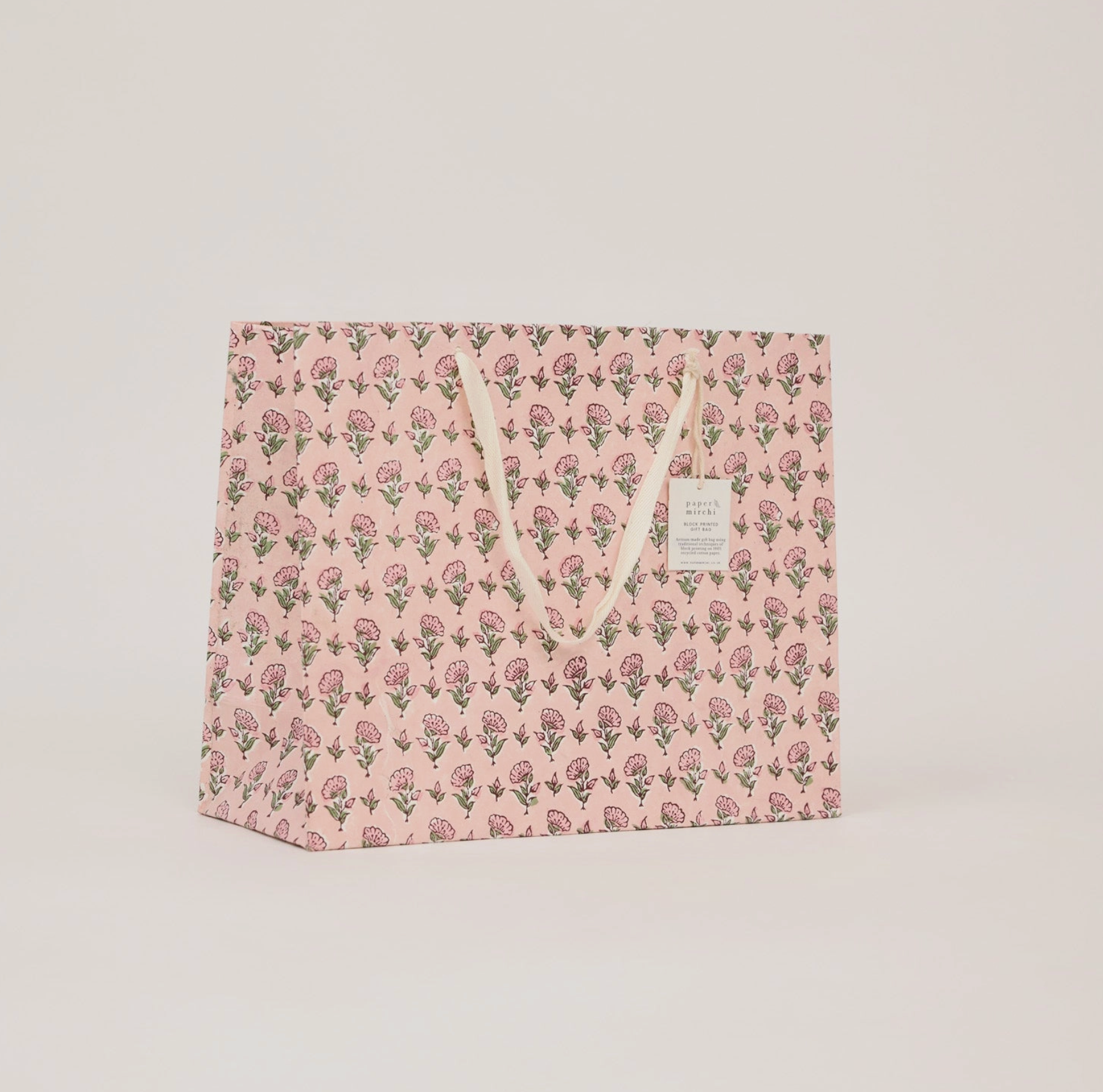 Hand Block Printed Gift Bag - Blush Collection - (Large)