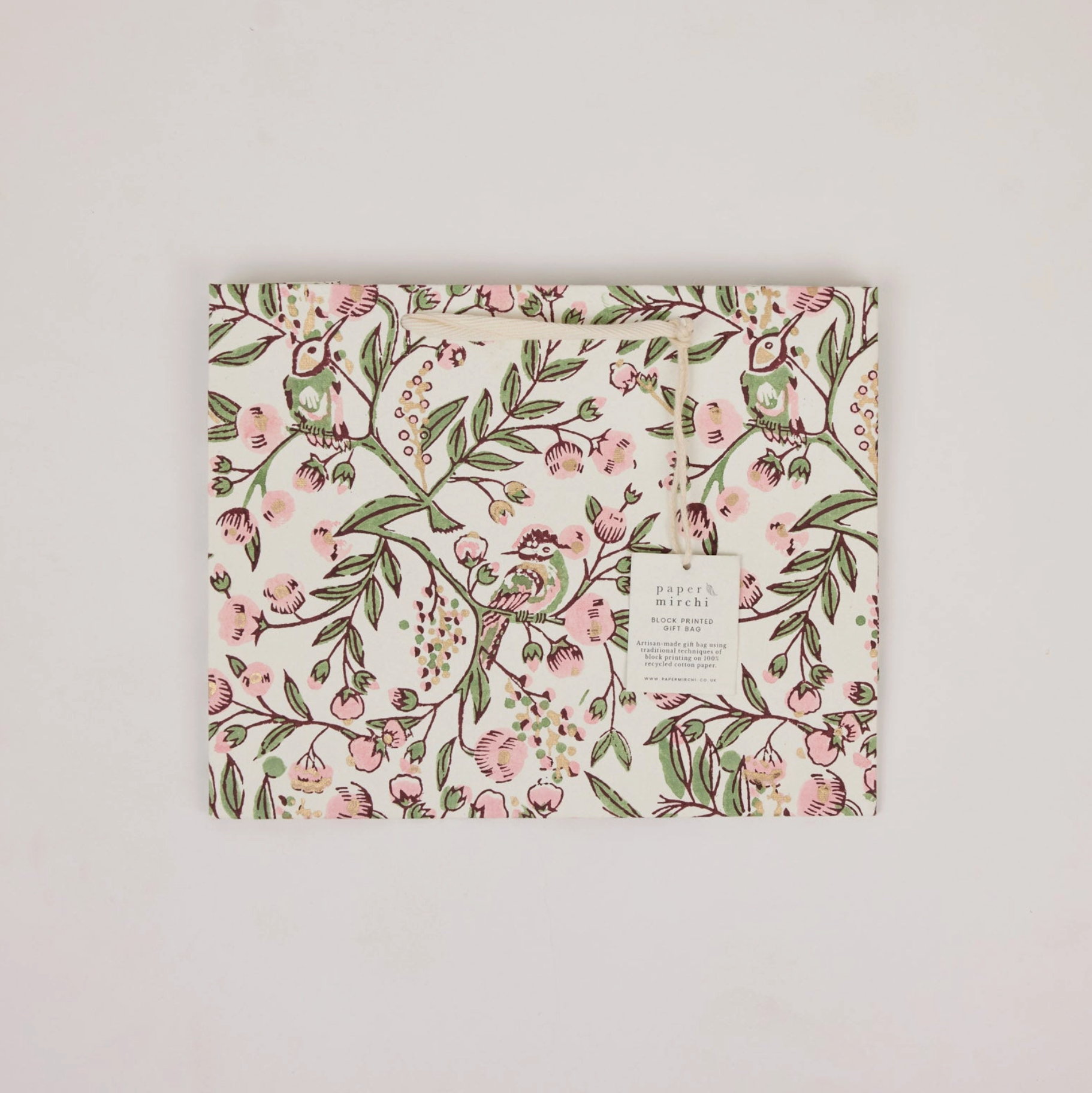 Hand Block Printed Gift Bag - Blush Collection - (Medium)
