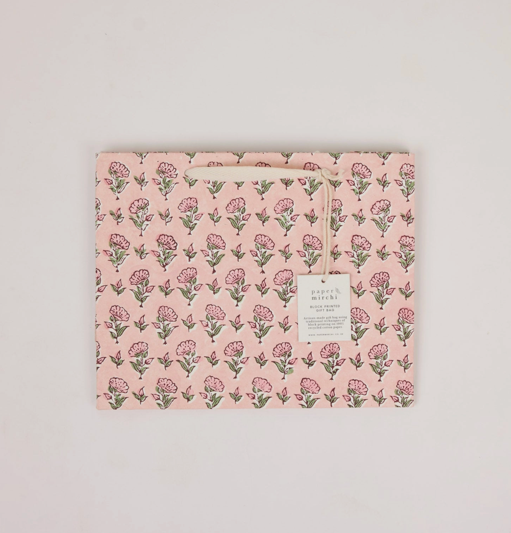 Hand Block Printed Gift Bag - Blush Collection - (Medium)