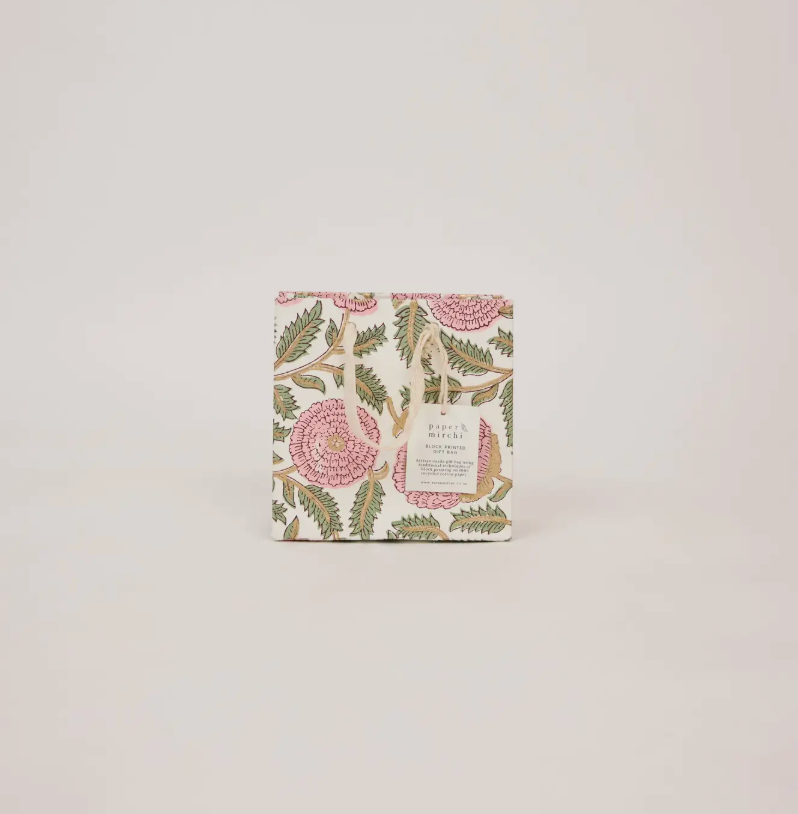 Hand Block Printed Gift Bag - Blush Collection - (Small)
