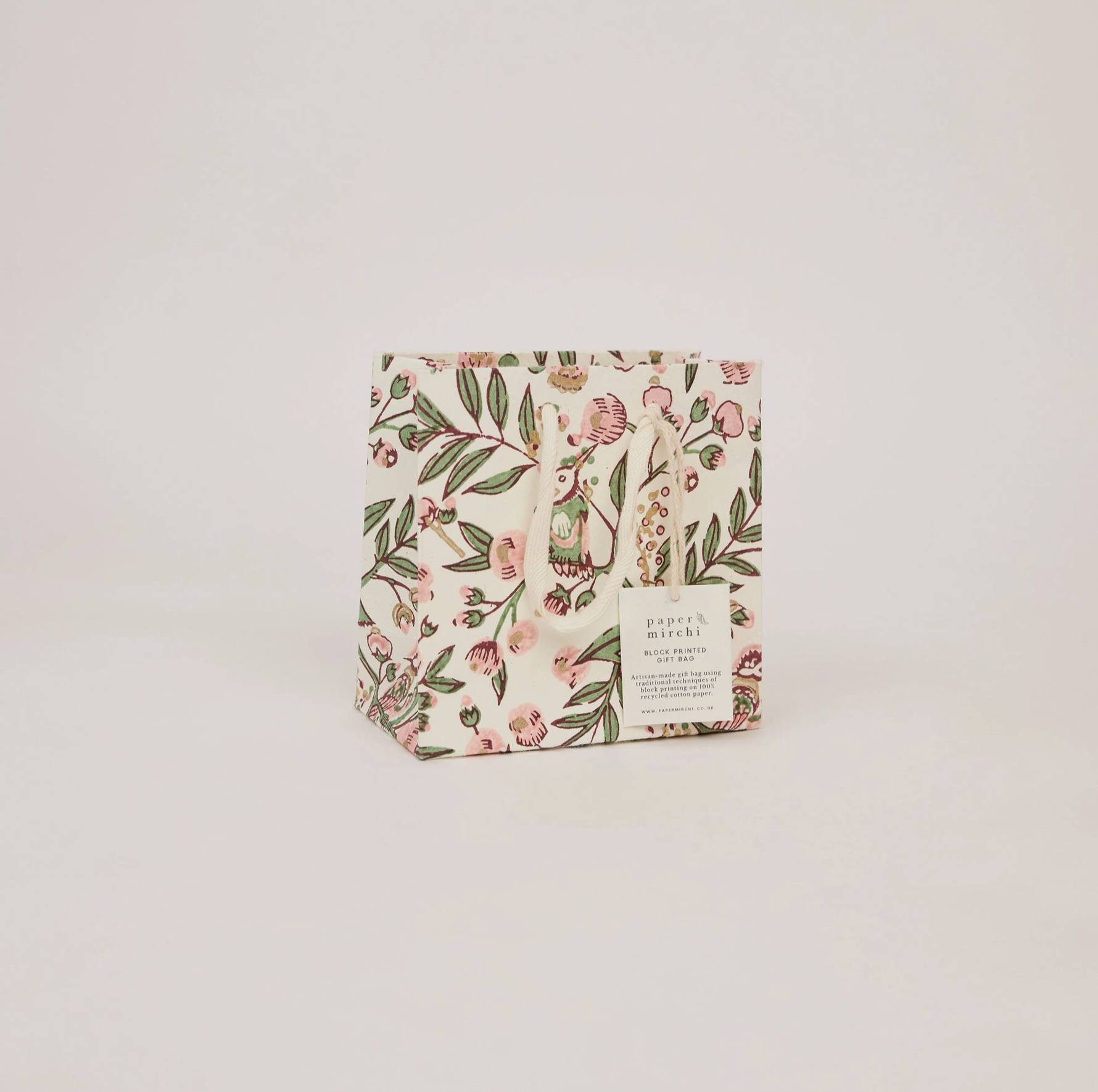 Hand Block Printed Gift Bag - Blush Collection - (Small)