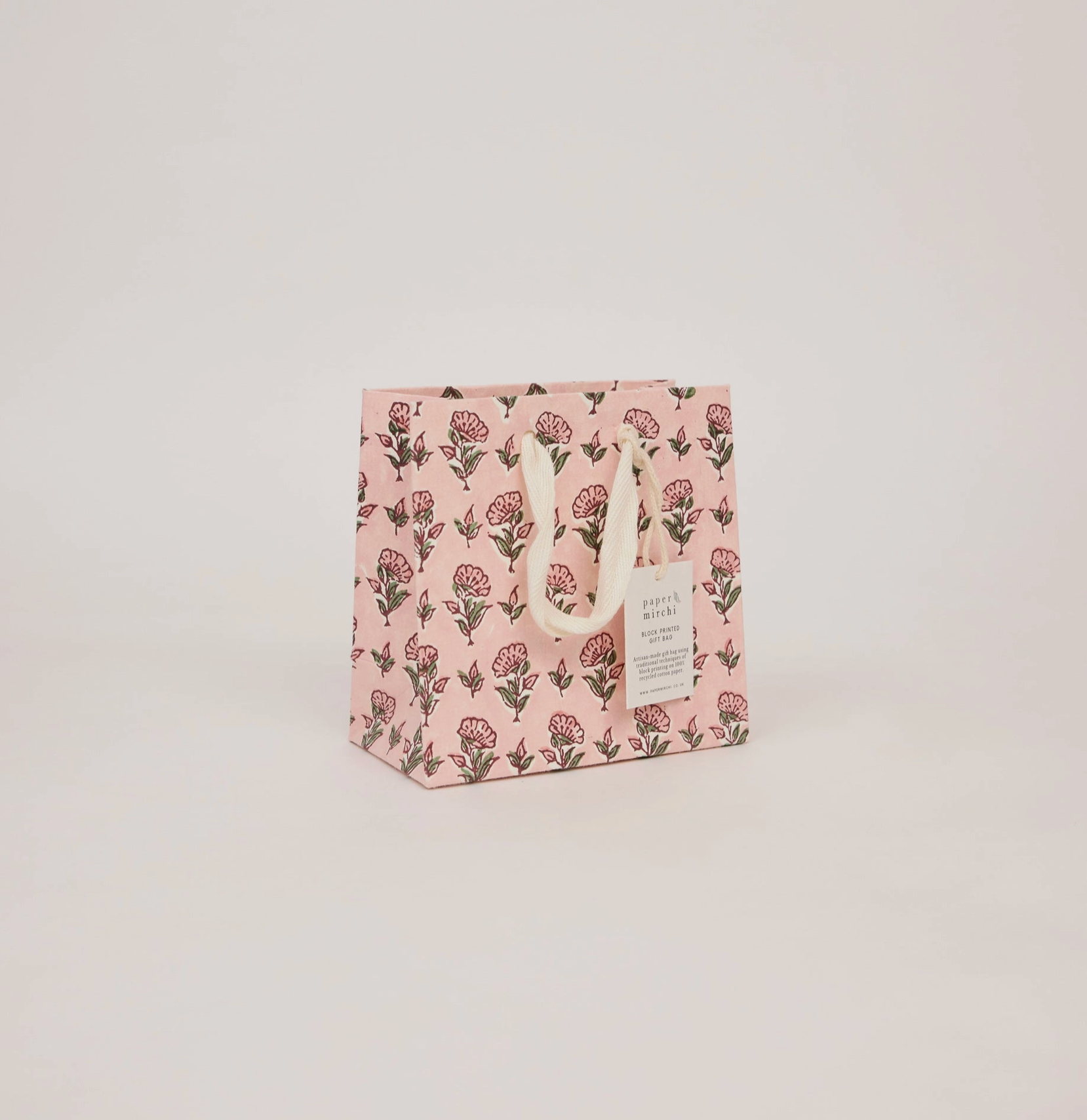 Hand Block Printed Gift Bag - Blush Collection - (Small)