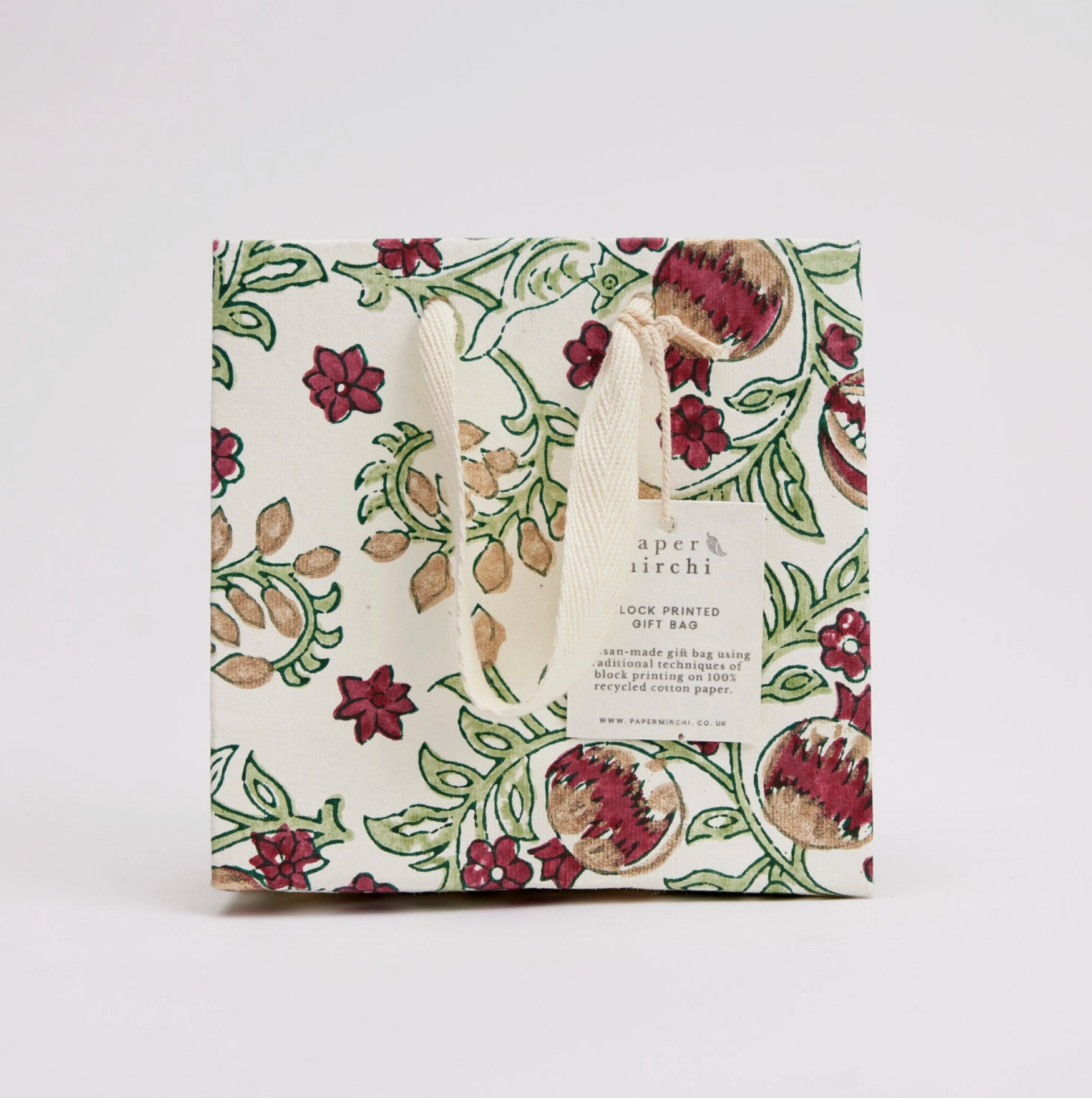 Hand Block Printed Gift Bag - Cherry Collection - (Small)