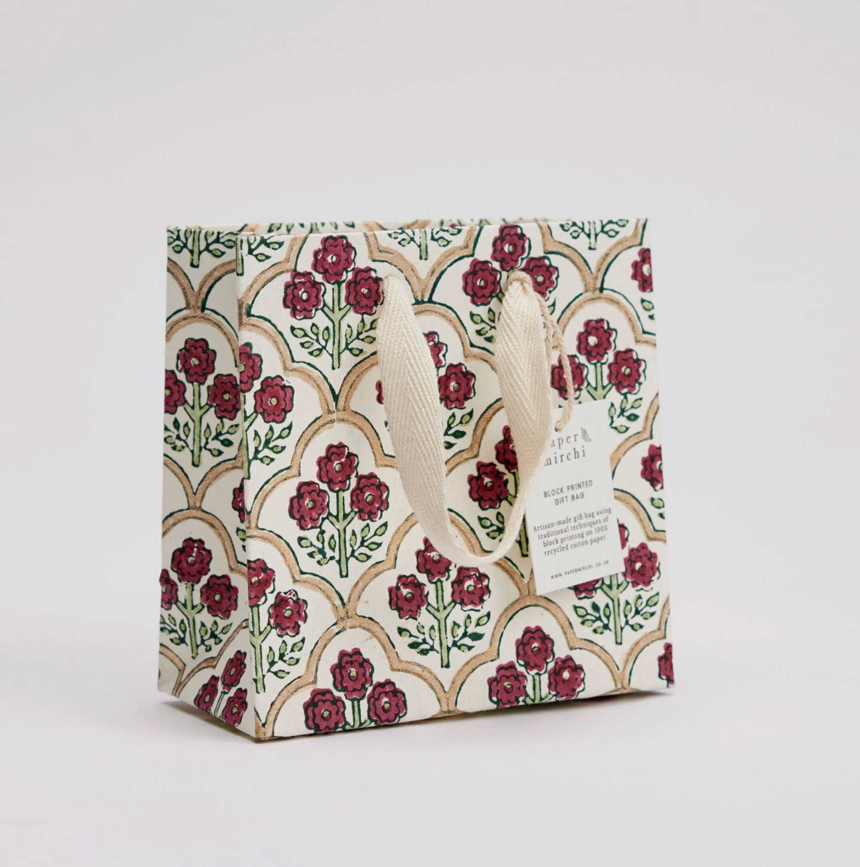 Hand Block Printed Gift Bag - Cherry Collection - (Small)