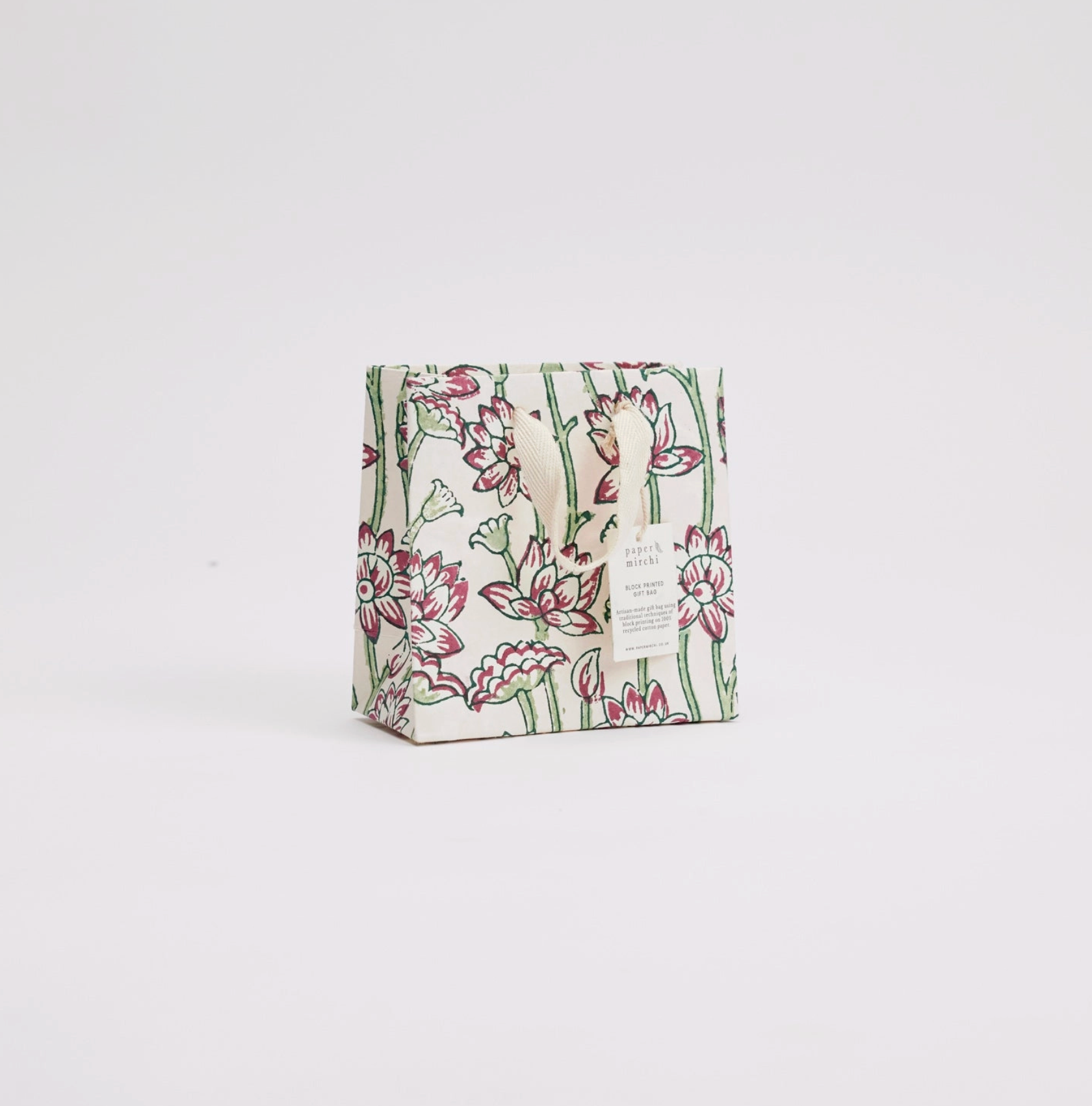 Hand Block Printed Gift Bag - Cherry Collection - (Small)