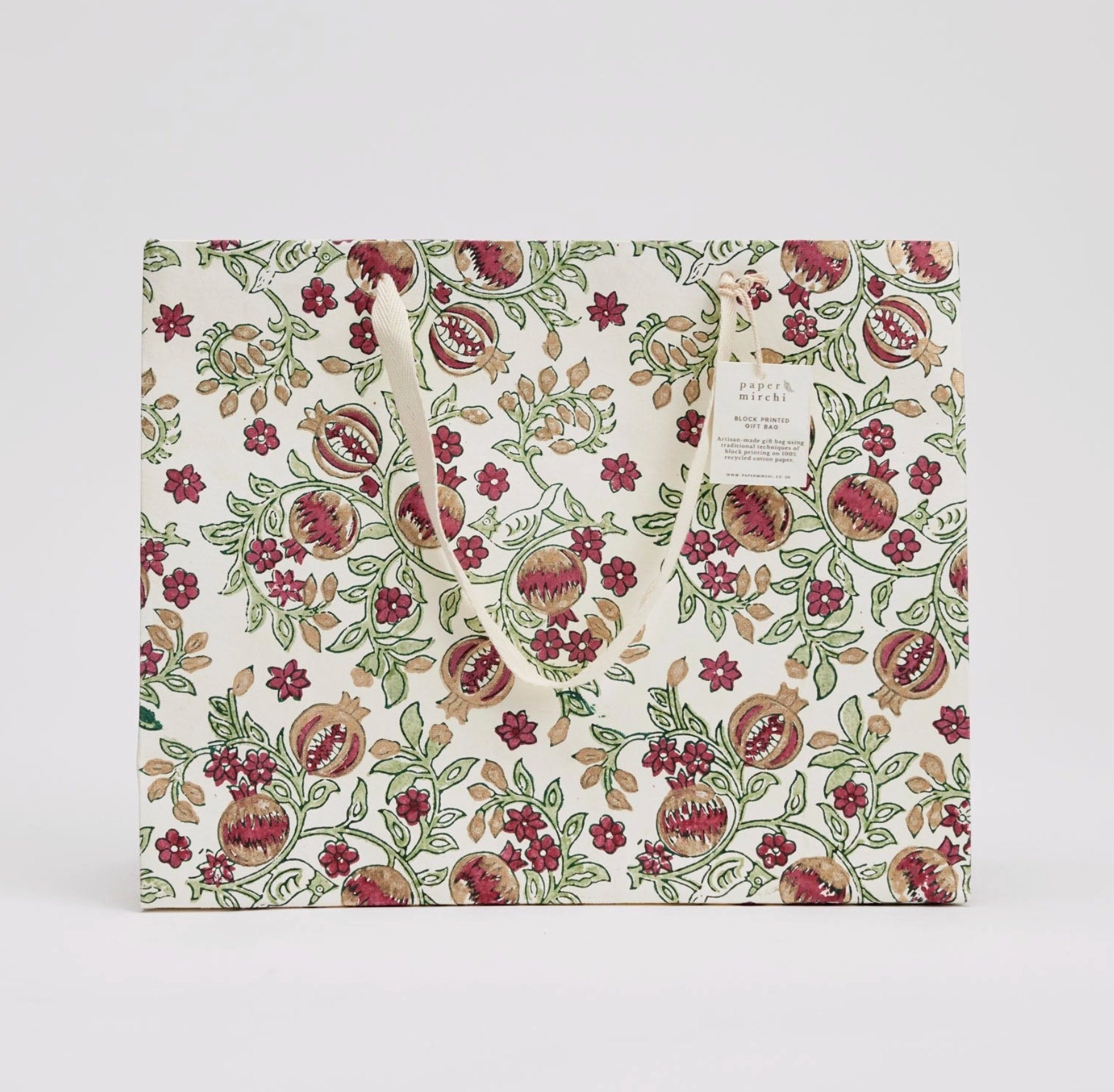 Hand Block Printed Gift Bag - Cherry Collection - (Large)
