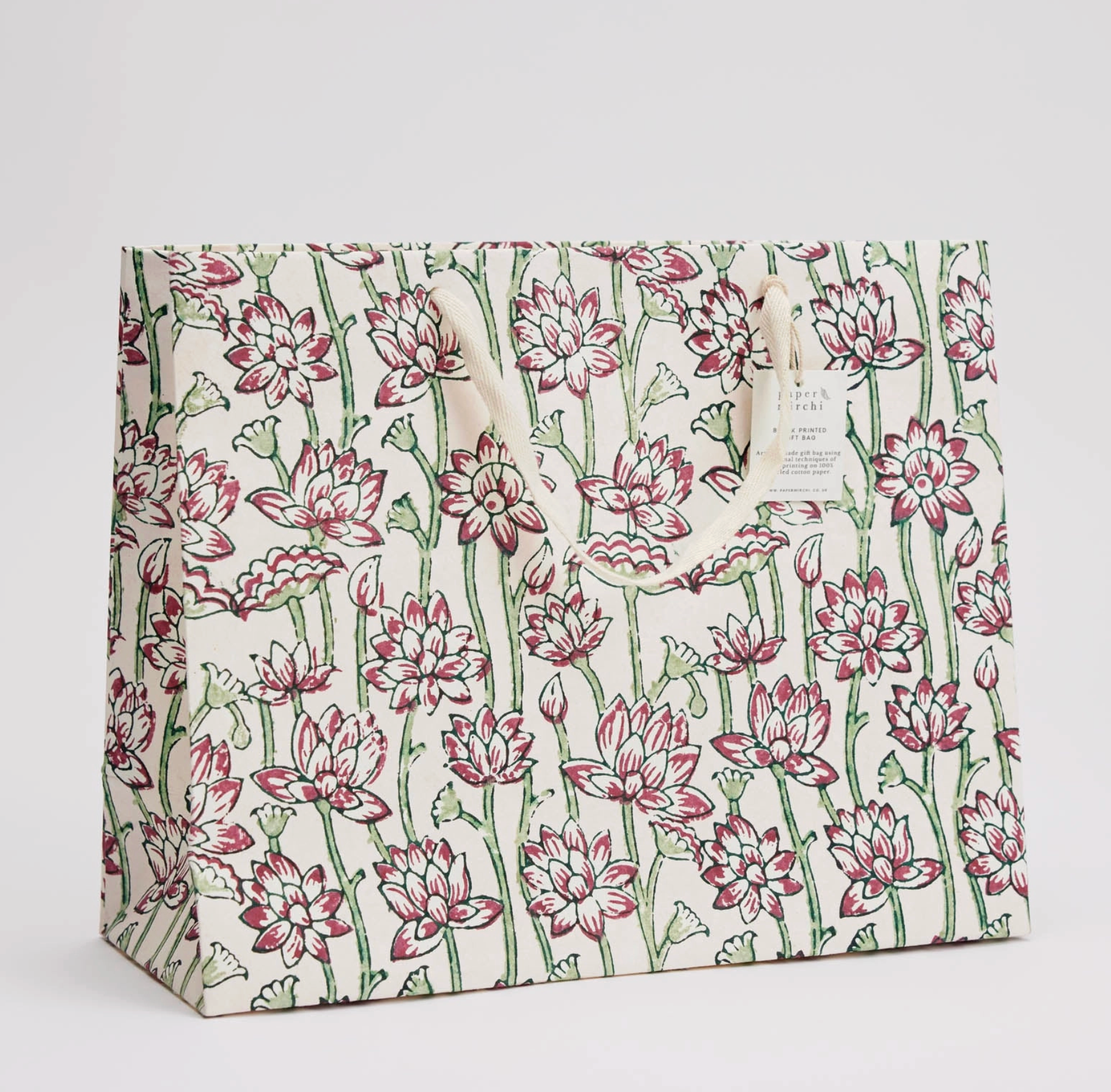 Hand Block Printed Gift Bag - Cherry Collection - (Large)