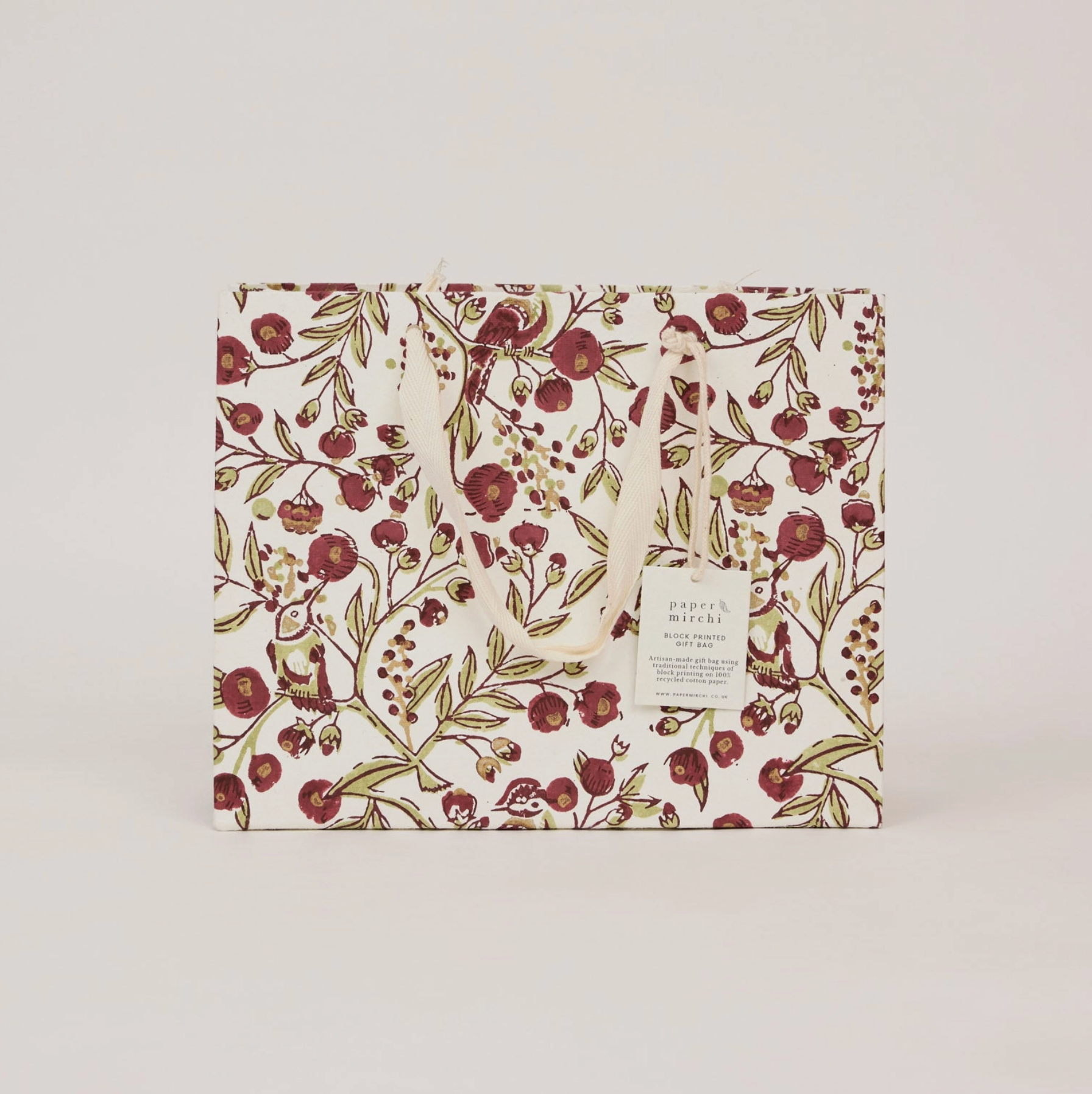 Hand Block Printed Gift Bags - Scarlet Collection - (Medium)