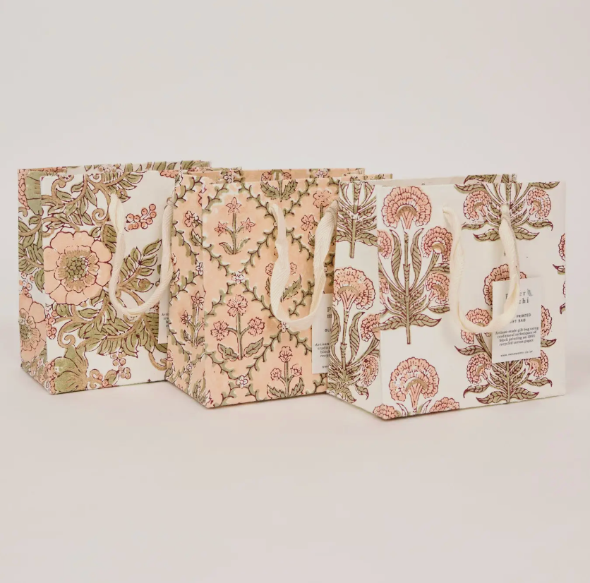 Hand Block Printed Gift Bag - Terracotta Collection - (Small)