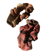 Scrunchies | Cotton Silk Hand-Dyed + Block Print (set of 2)