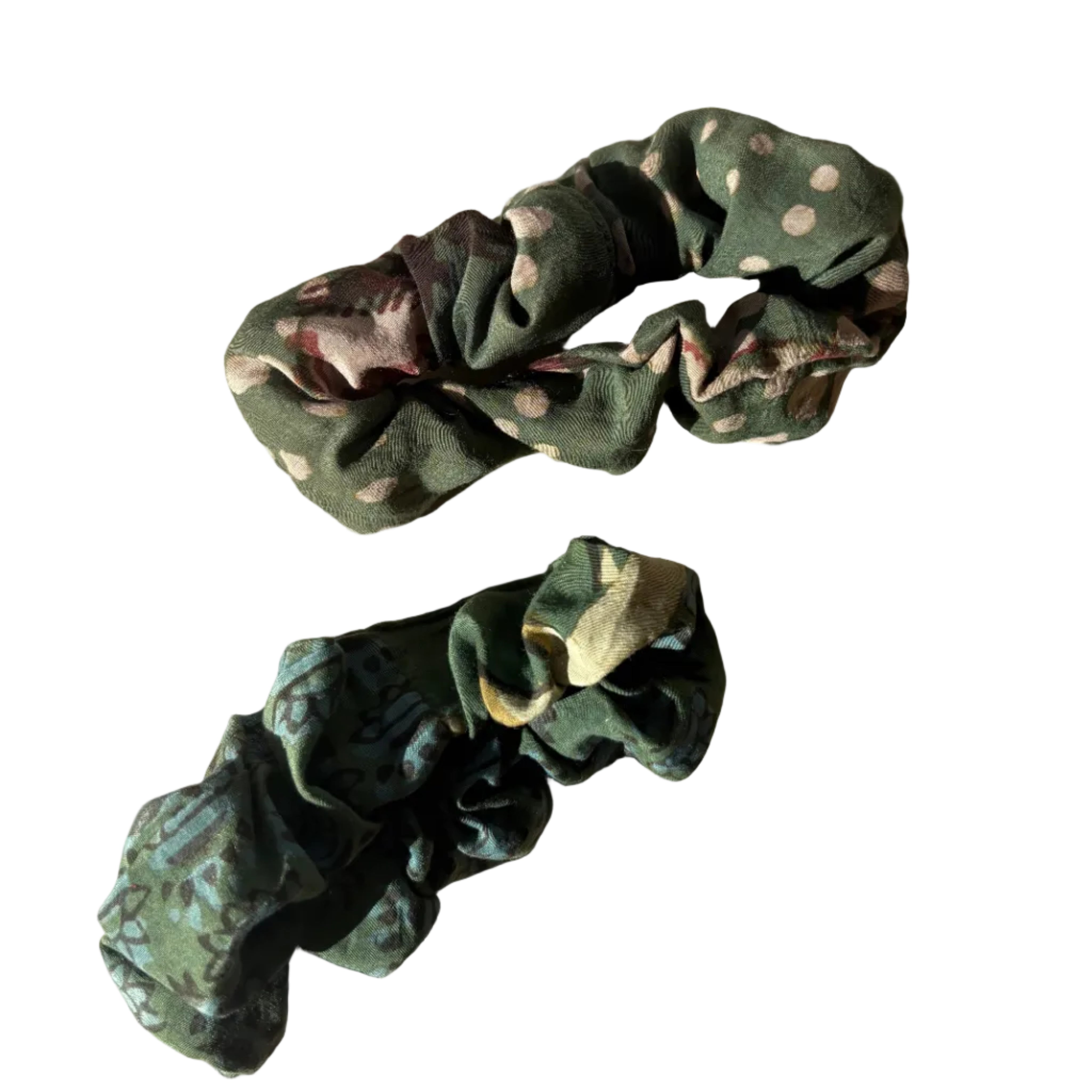 Scrunchies | Cotton Silk Hand-Dyed + Block Print (set of 2)