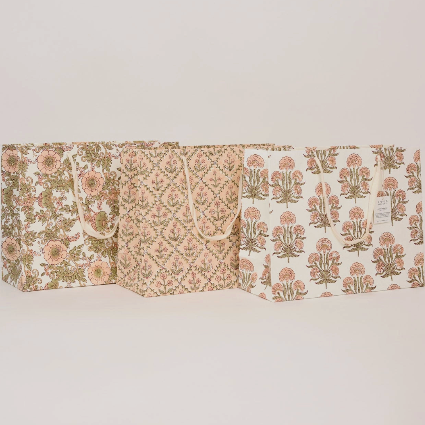 Hand Block Printed Gift Bag - Terracotta Collection - (Large)