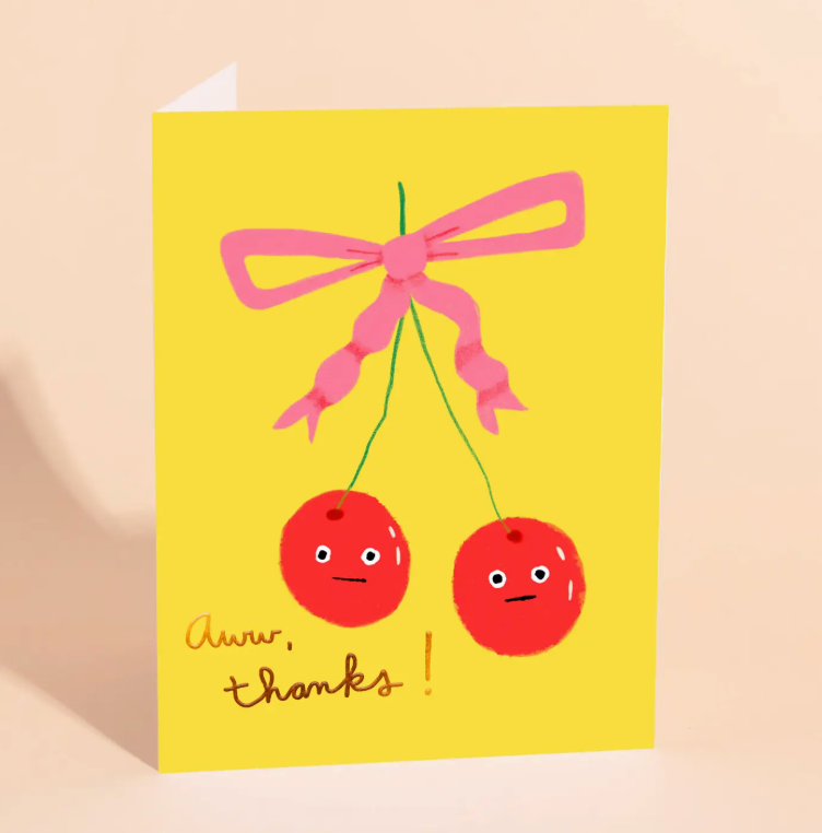 'Aww, thanks!' Cherries Thank You Card