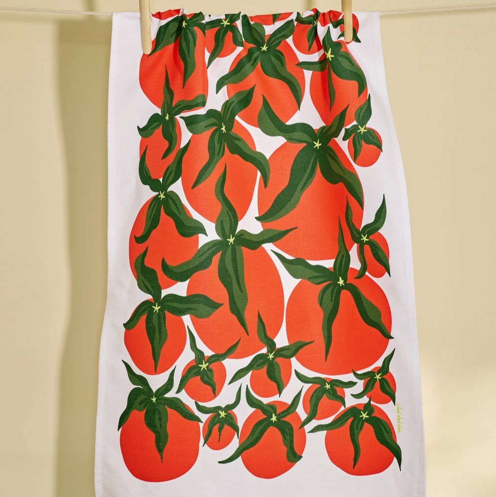 Pomodoro Tomato Red Illustration Tea Towel