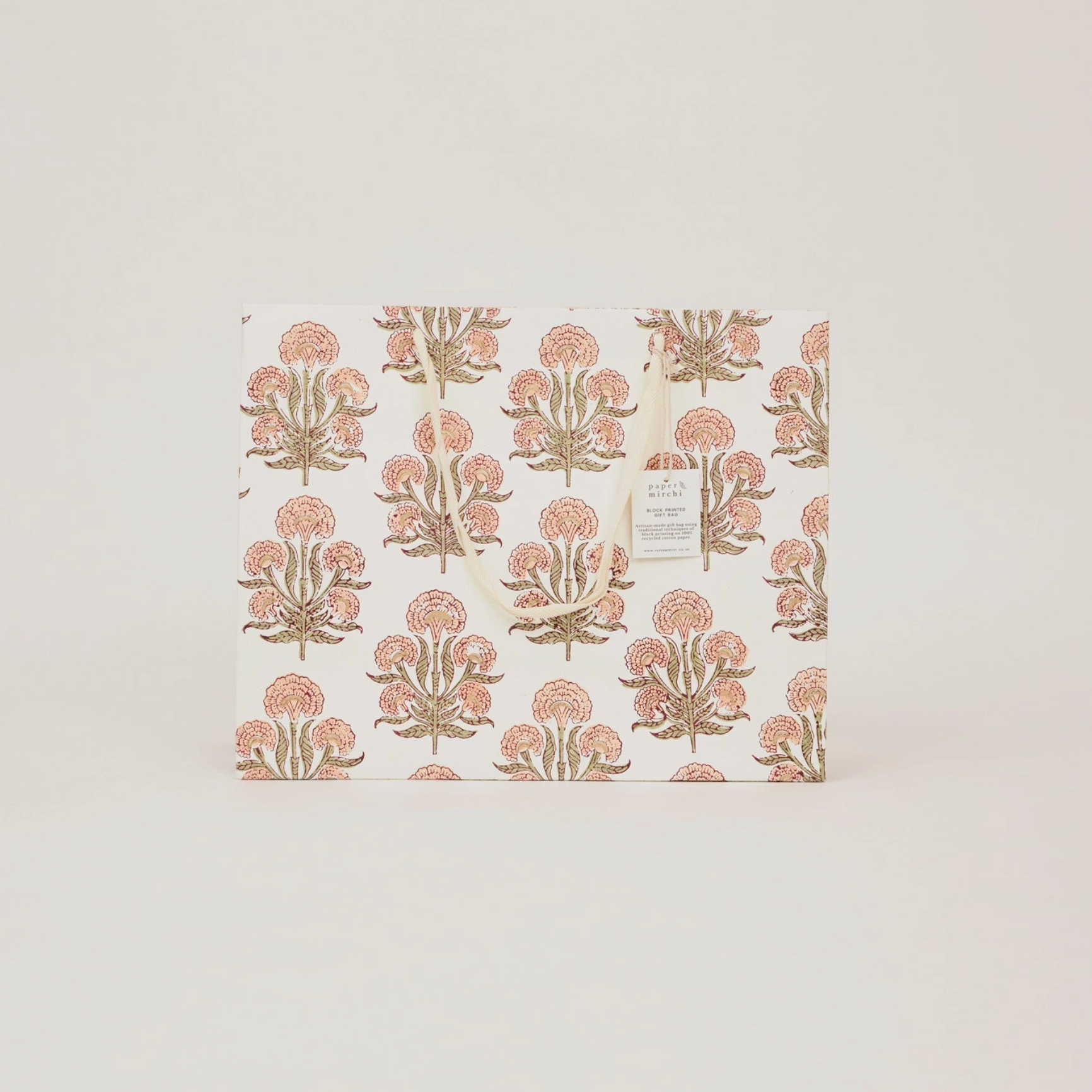 Hand Block Printed Gift Bag - Terracotta Collection - (Large)