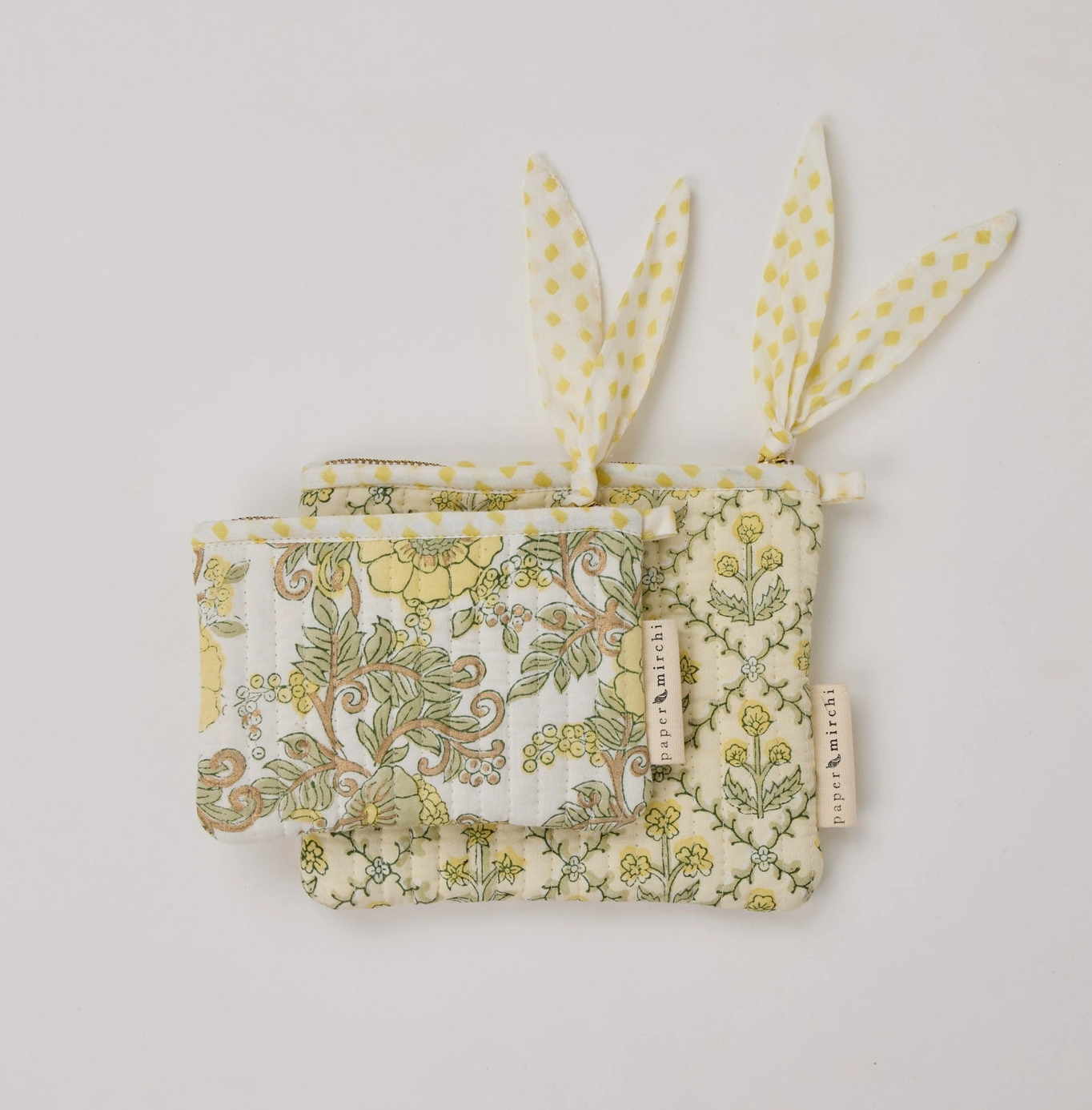 Organic Cotton Zipped Pouch - Floral Buttercream