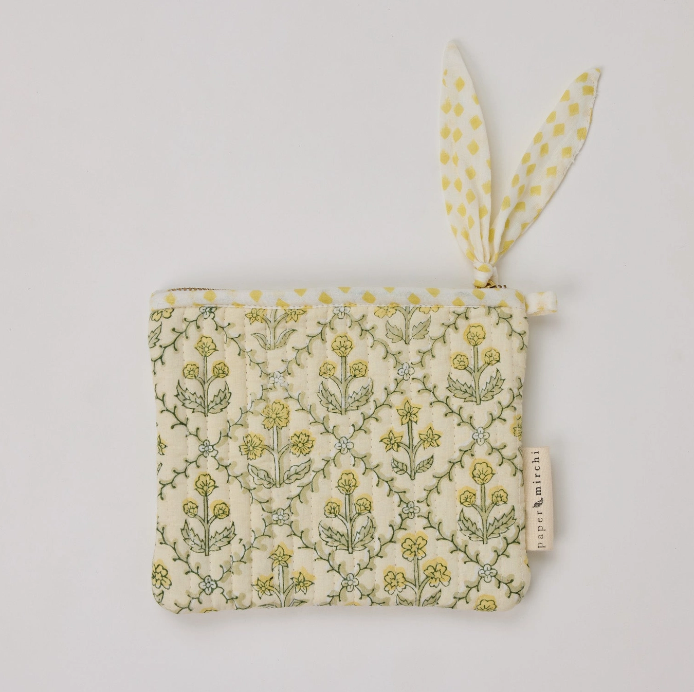 Organic Cotton Zipped Pouch - Floral Buttercream