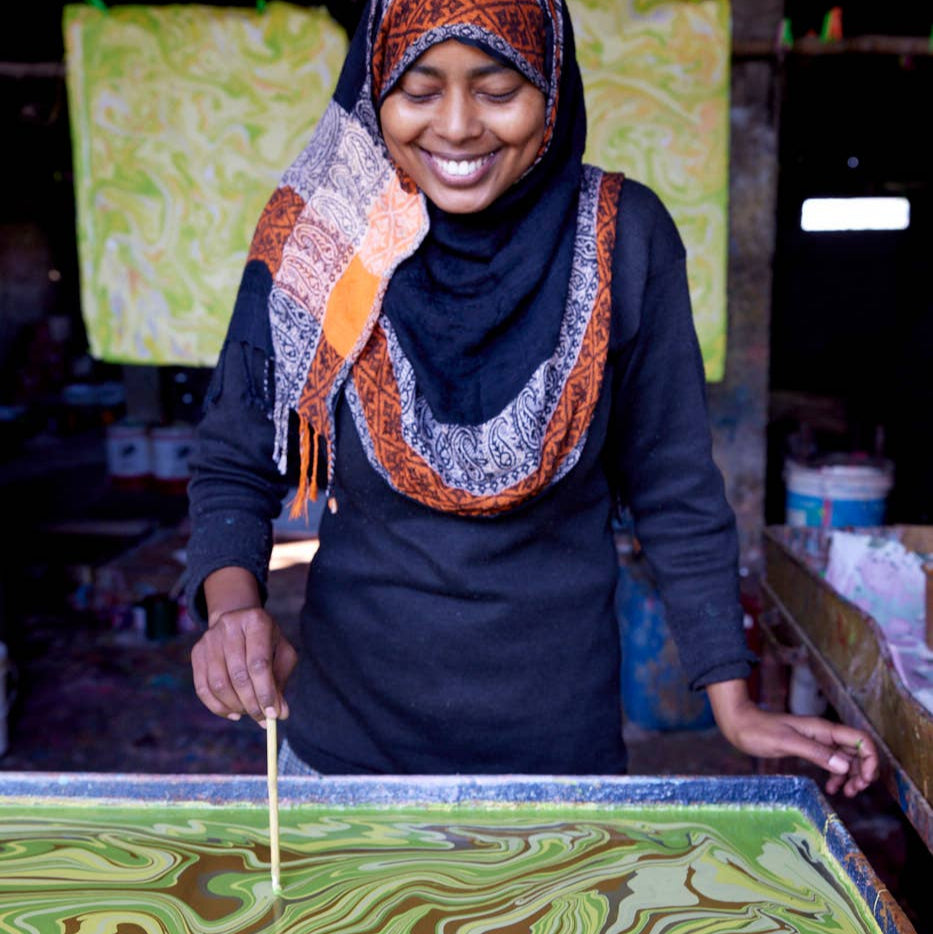Hand-Marbled Greeting Card (Limoncello)