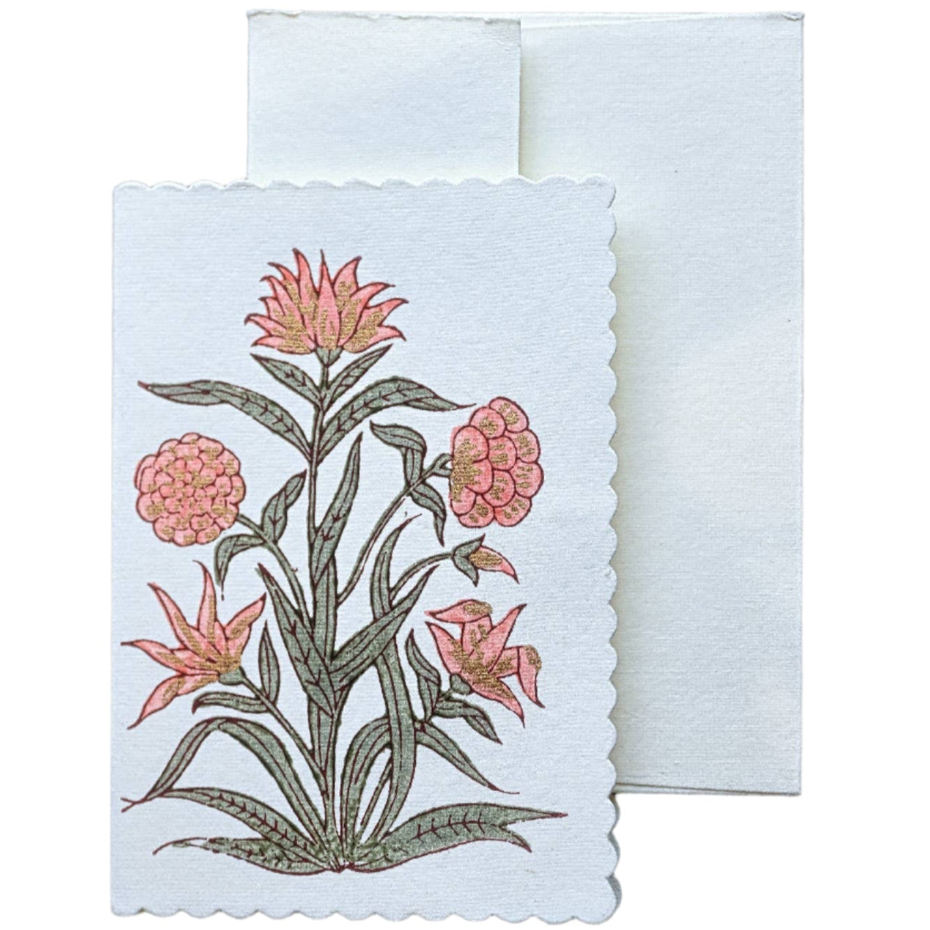 Hand Block Printed Greeting Card (in Kamal Coral)