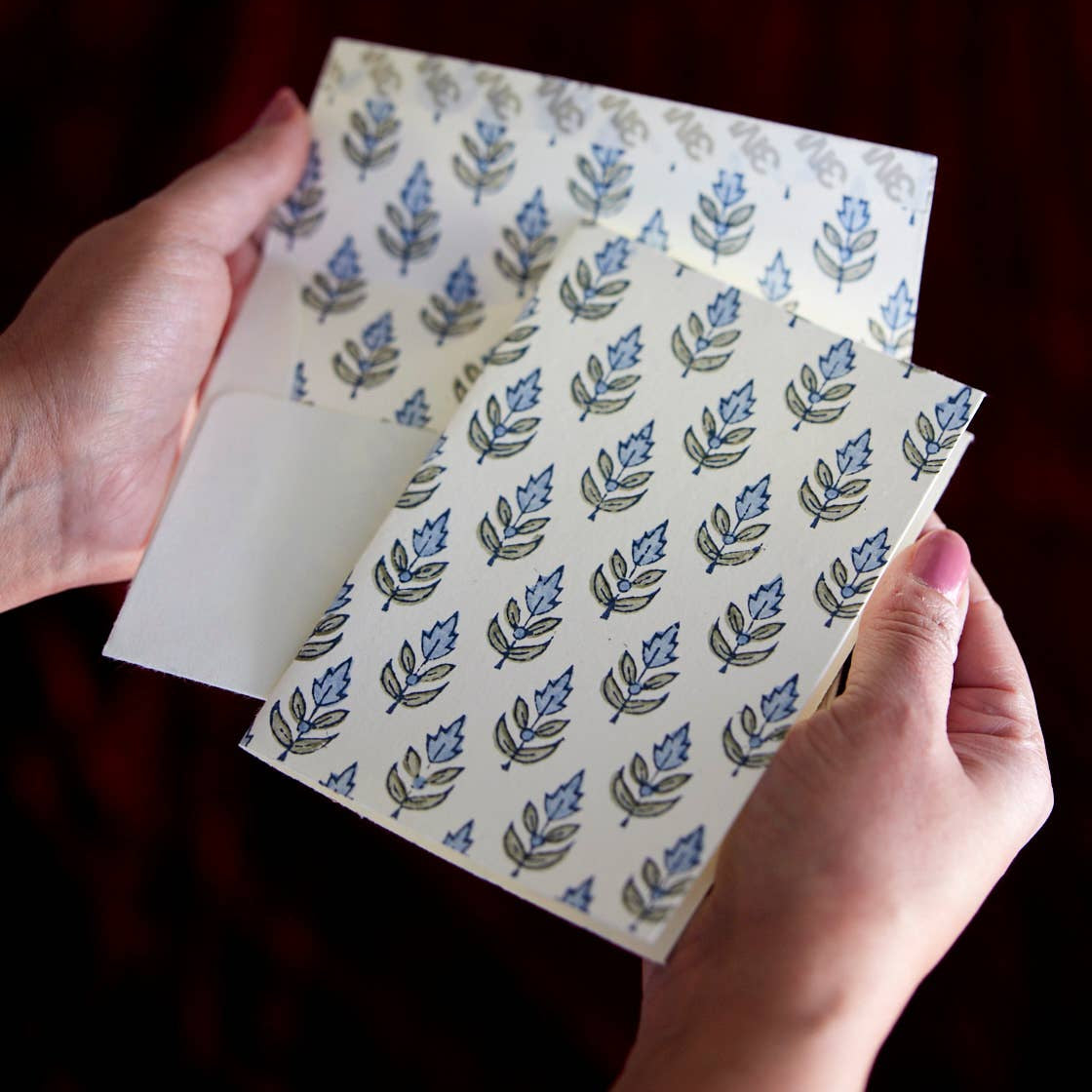Hand Block Printed Greeting Card (in Buti Blue Stone)